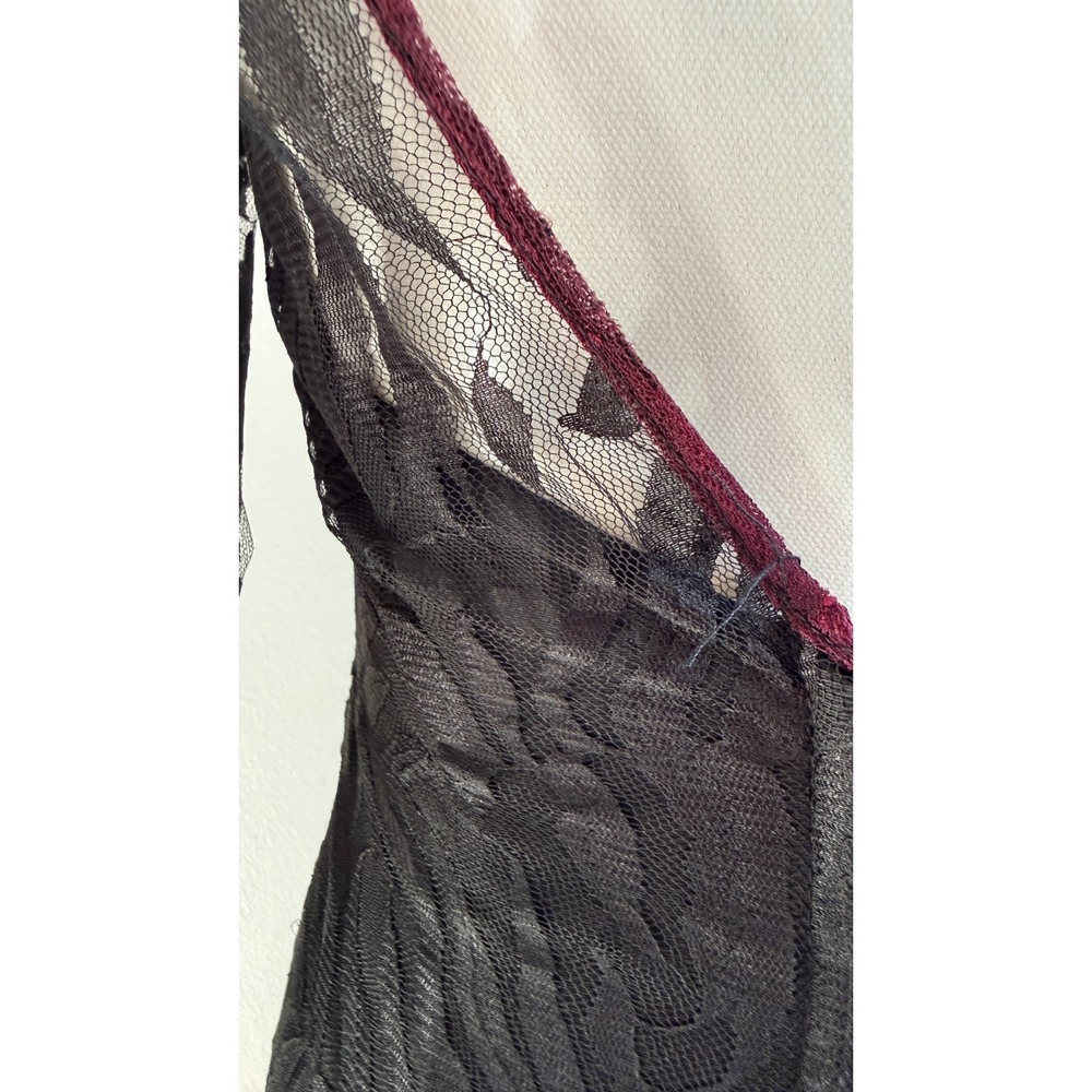 Contempo Casuals Vintage 80s Black Lace Taffeta Bow Dress Sz S Goth Whimsigoth - Picture 9 of 14